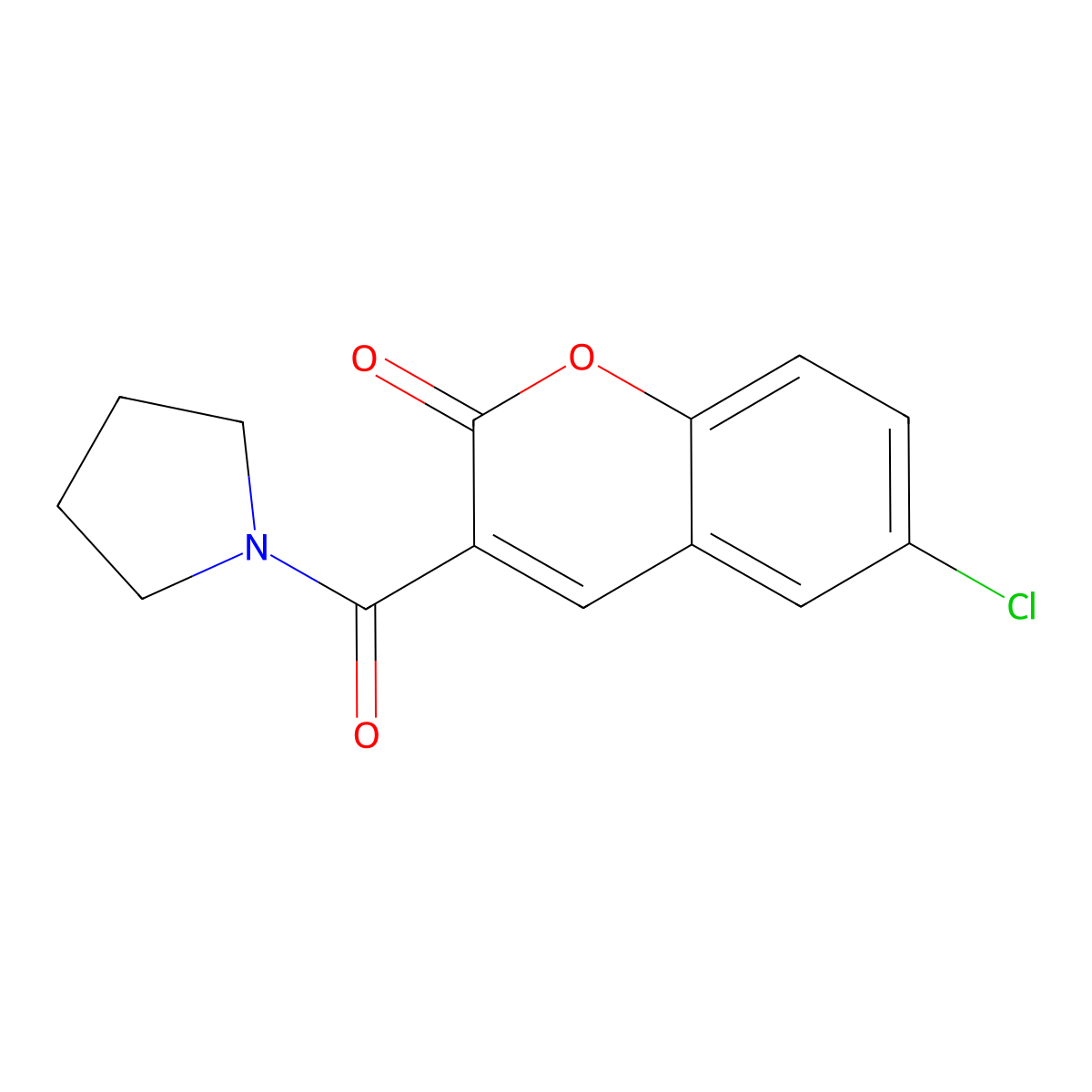6-Chloro-3-(pyrrolidine-1-carbonyl)chromen-2-one molecular structure, CAS 713080-90-1