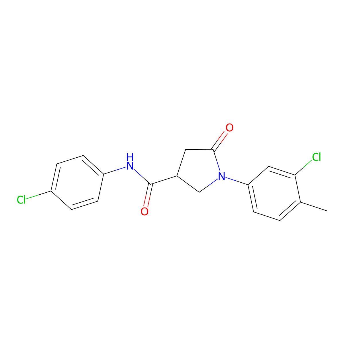 1-(3-chloro-4-methylphenyl)-N-(4-chlorophenyl)-5-oxopyrrolidine-3-carboxamide molecular structure, CAS 713081-09-5