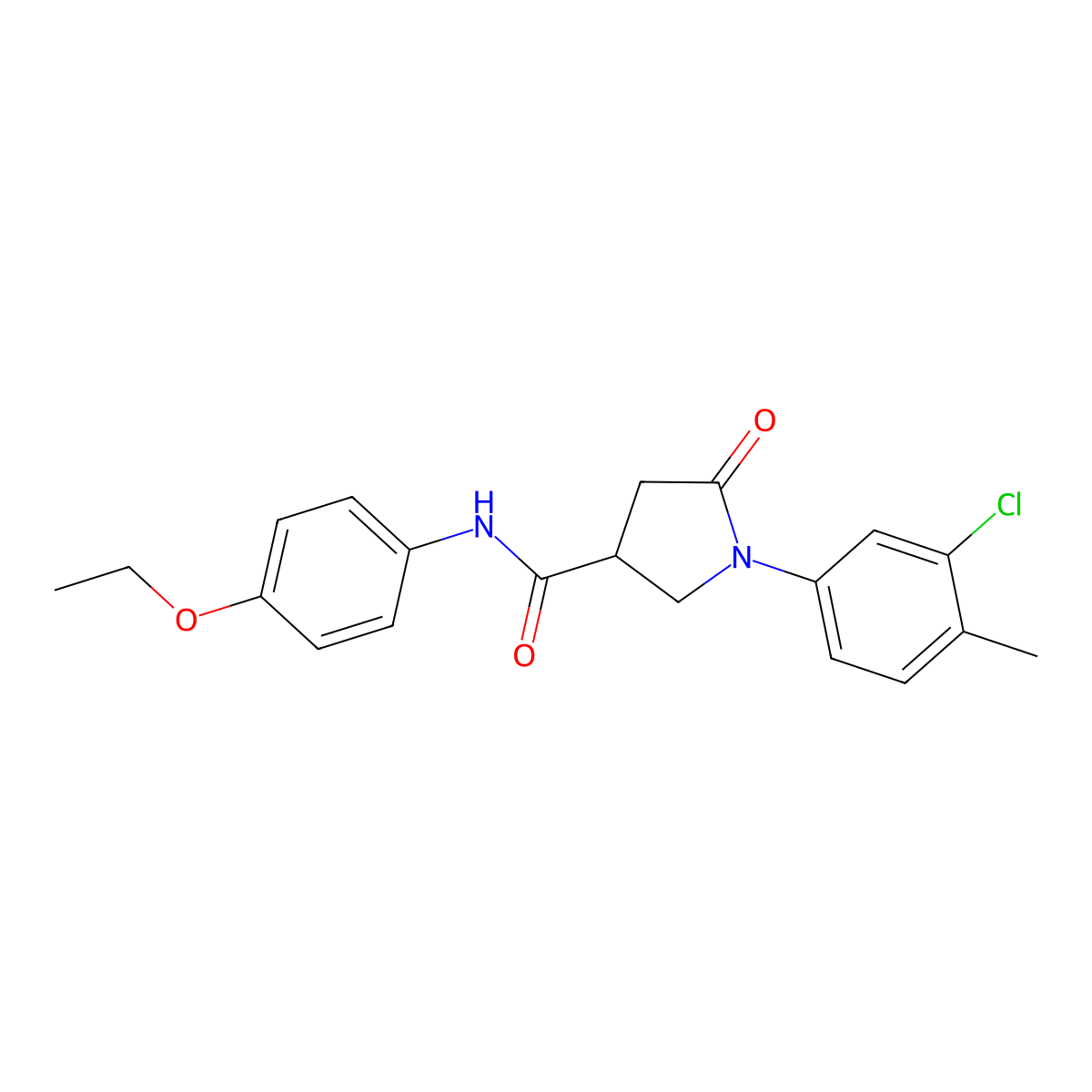 1-(3-chloro-4-methylphenyl)-N-(4-ethoxyphenyl)-5-oxo-3-pyrrolidinecarboxamide molecular structure, CAS 713081-12-0