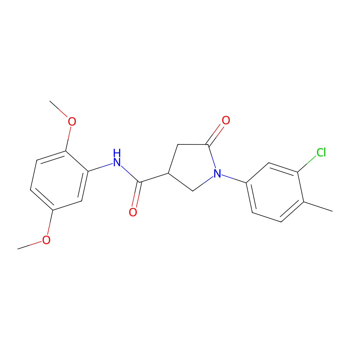 1-(3-chloro-4-methylphenyl)-N-(2,5-dimethoxyphenyl)-5-oxopyrrolidine-3-carboxamide molecular structure, CAS 713081-18-6