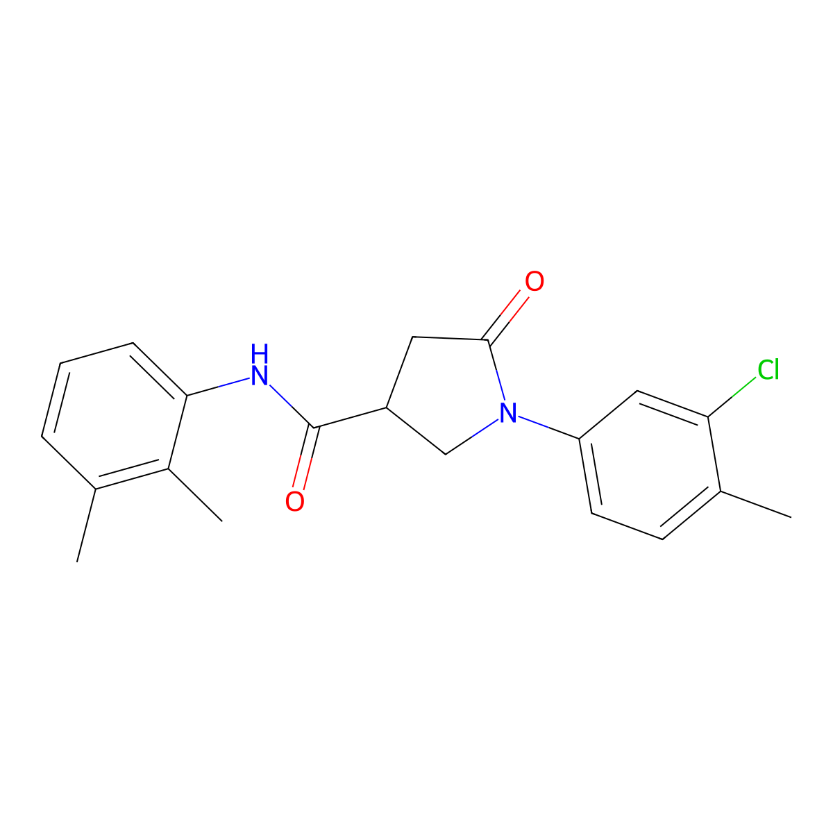 1-(3-chloro-4-methylphenyl)-N-(2,3-dimethylphenyl)-5-oxopyrrolidine-3-carboxamide molecular structure, CAS 713081-19-7