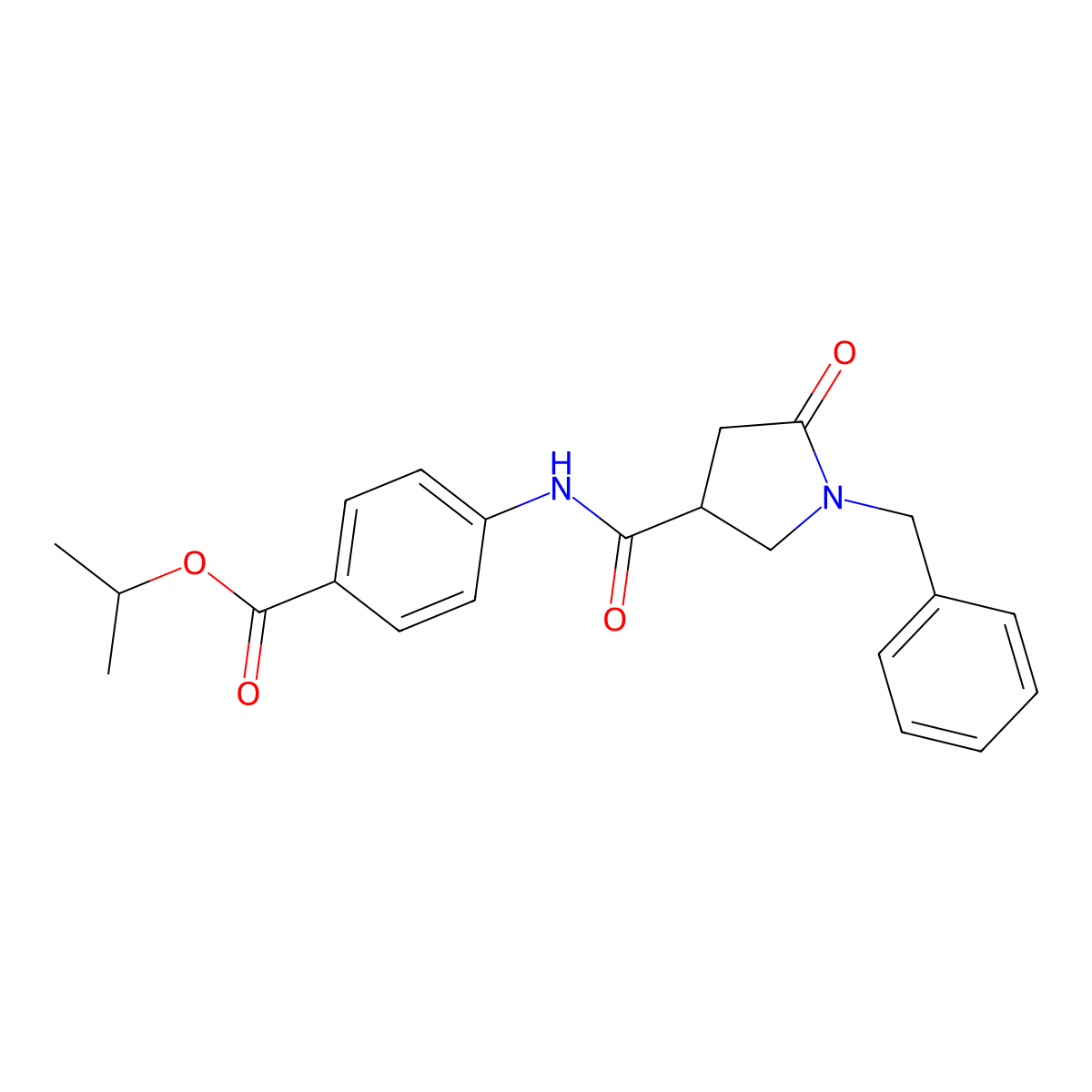 Isopropyl 4-{[(1-benzyl-5-oxo-3-pyrrolidinyl)carbonyl]amino}benzoate molecular structure, CAS 713081-28-8