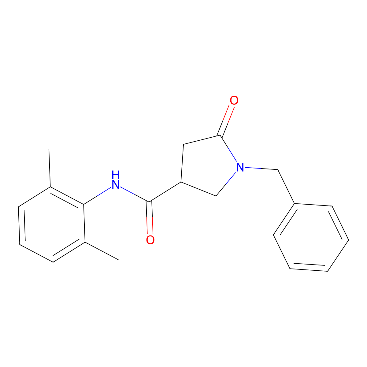 1-benzyl-N-(2,6-dimethylphenyl)-5-oxopyrrolidine-3-carboxamide molecular structure, CAS 713081-33-5