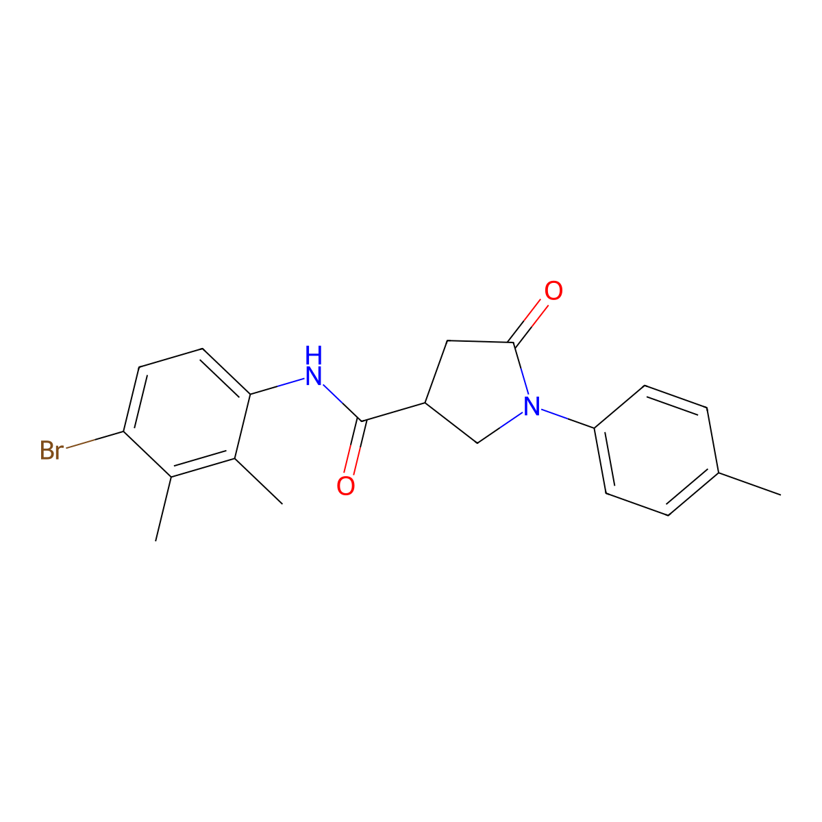 N-(4-bromo-2,3-dimethylphenyl)-1-(4-methylphenyl)-5-oxopyrrolidine-3-carboxamide molecular structure, CAS 713081-41-5