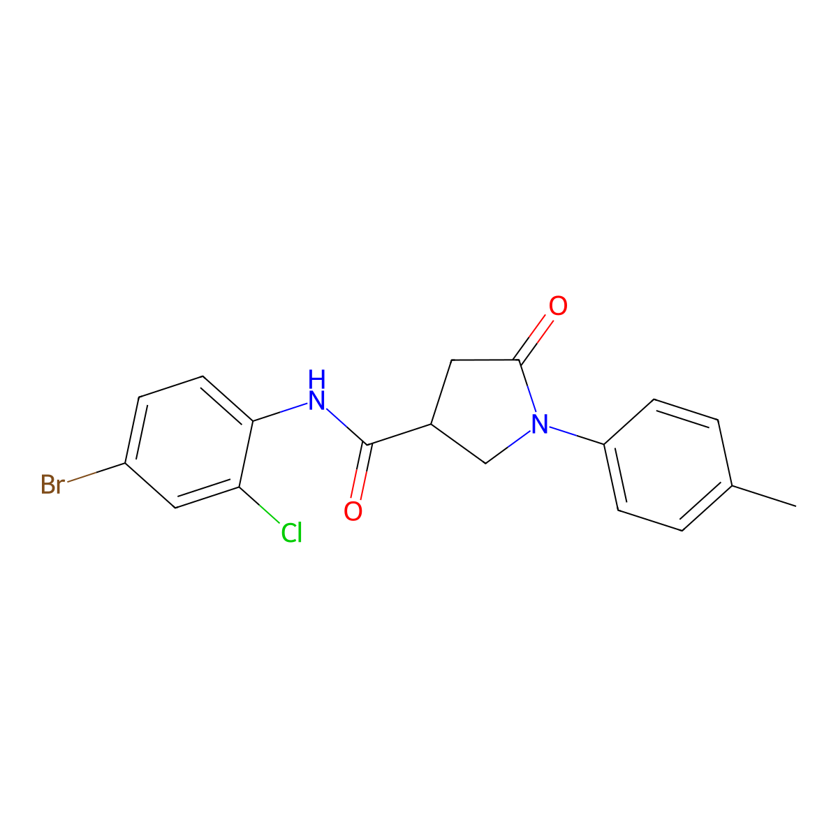 N-(4-bromo-2-chlorophenyl)-1-(4-methylphenyl)-5-oxopyrrolidine-3-carboxamide molecular structure, CAS 713081-42-6
