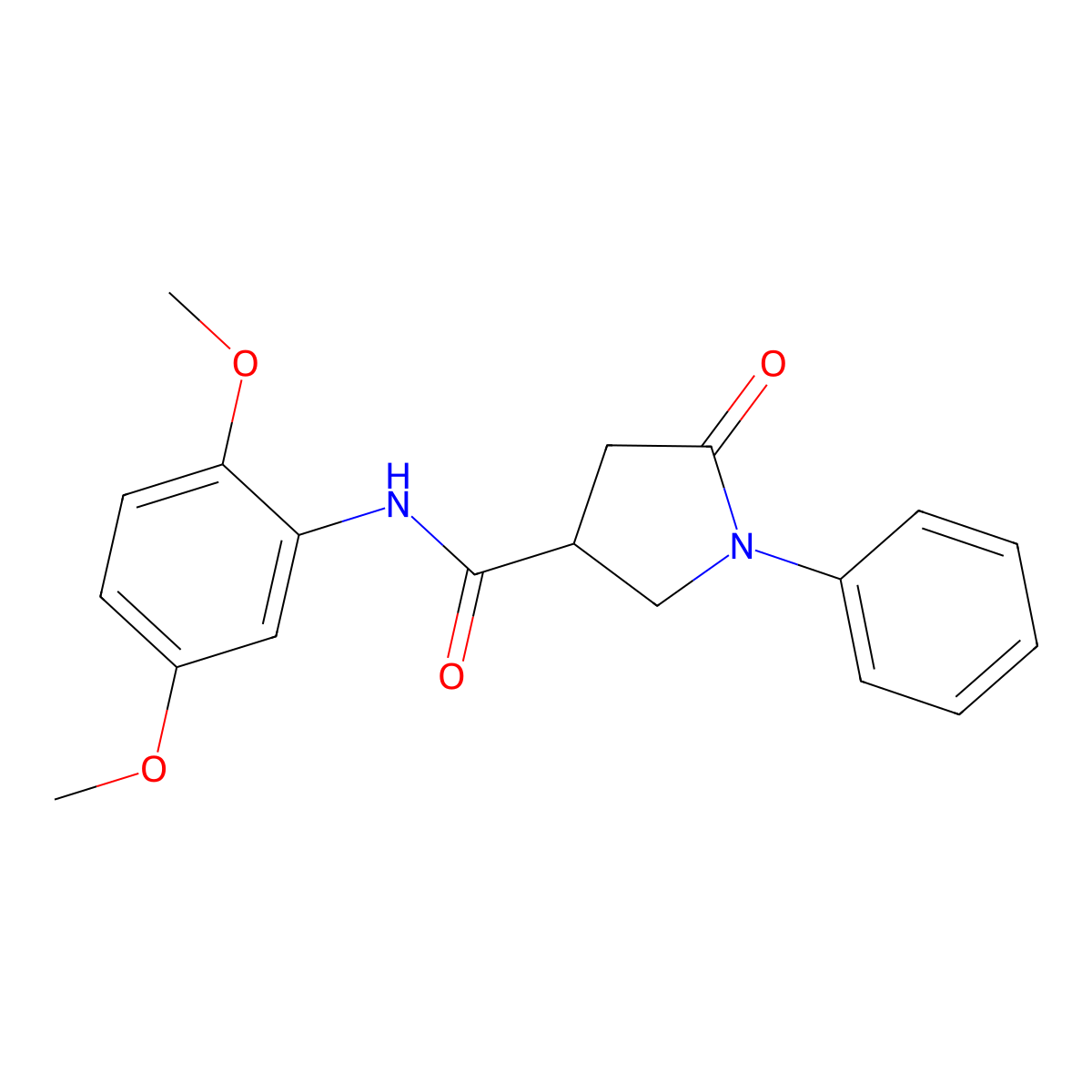 N-(2,5-dimethoxyphenyl)-5-oxo-1-phenylpyrrolidine-3-carboxamide molecular structure, CAS 713081-43-7