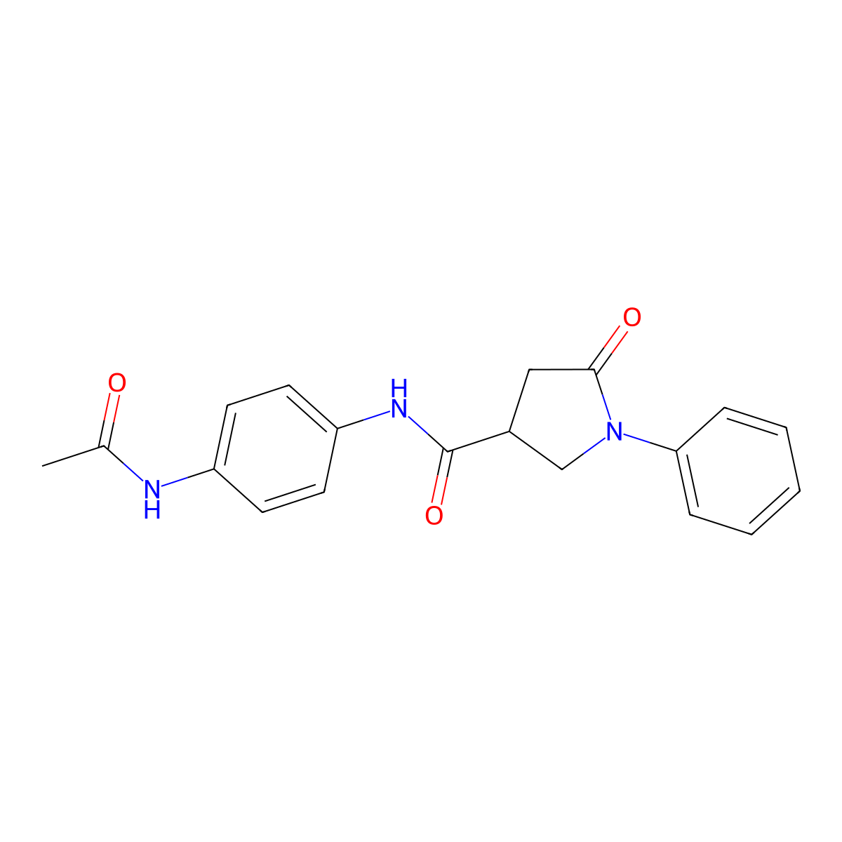 N-(4-acetamidophenyl)-5-oxo-1-phenylpyrrolidine-3-carboxamide molecular structure, CAS 713081-44-8