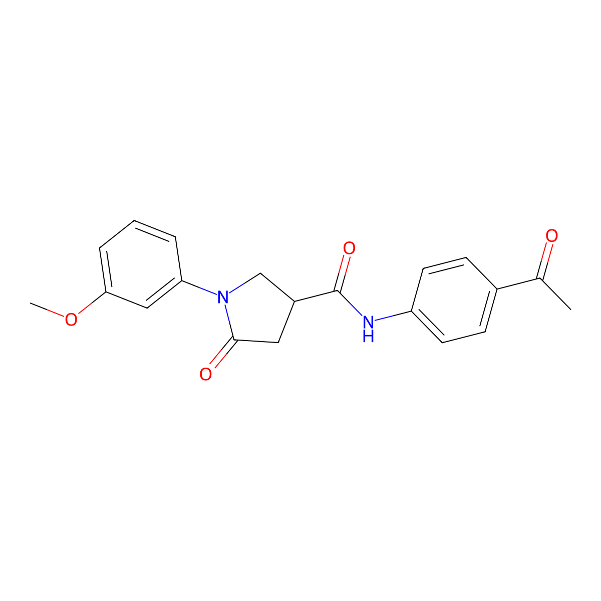 N-(4-acetylphenyl)-1-(3-methoxyphenyl)-5-oxopyrrolidine-3-carboxamide molecular structure, CAS 713081-50-6