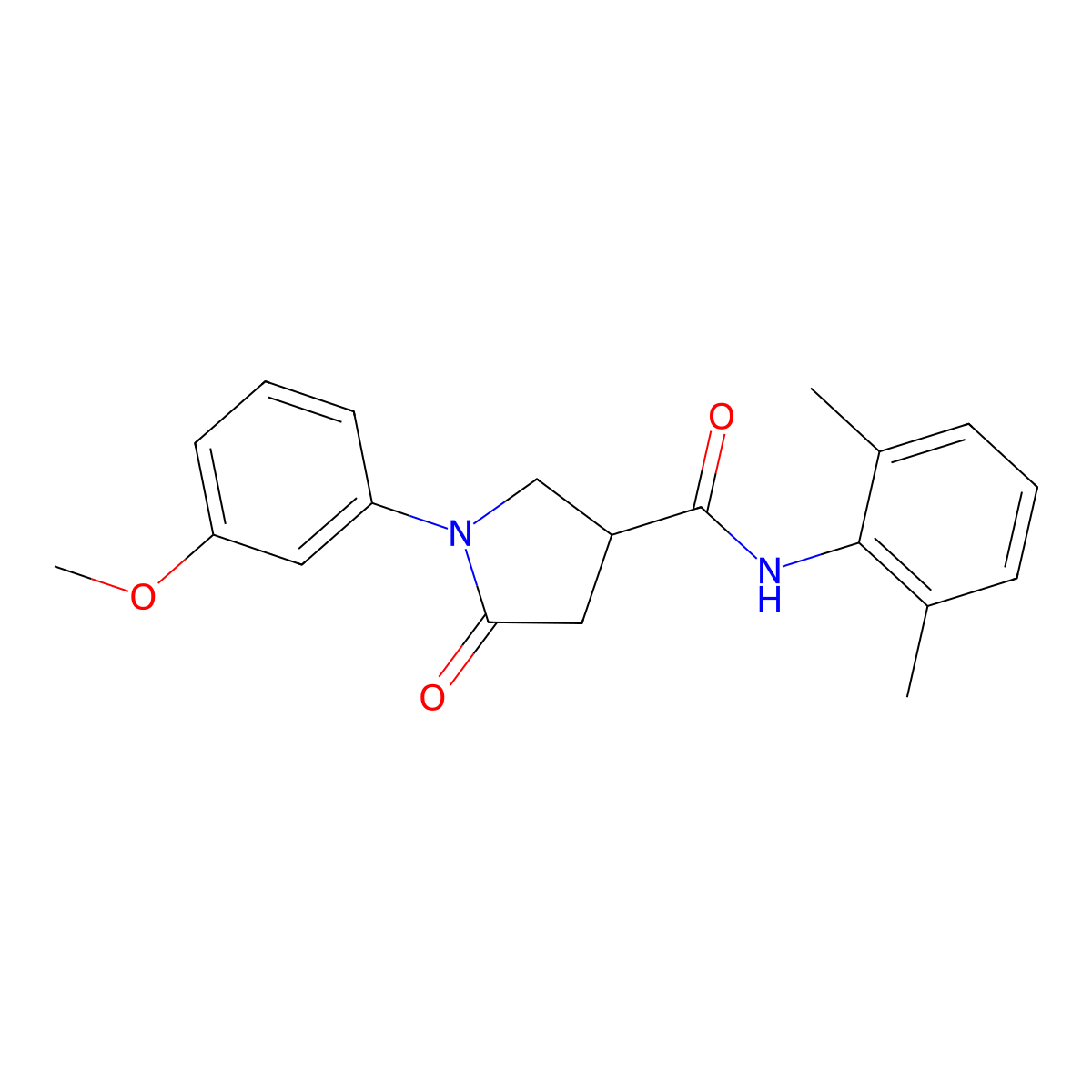 N-(2,6-dimethylphenyl)-1-(3-methoxyphenyl)-5-oxopyrrolidine-3-carboxamide molecular structure, CAS 713081-51-7