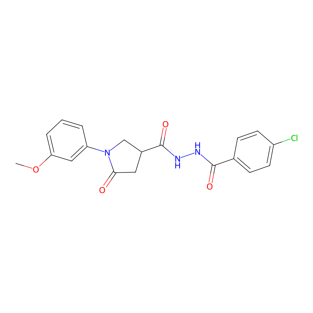 N'-(4-chlorobenzoyl)-1-(3-methoxyphenyl)-5-oxopyrrolidine-3-carbohydrazide molecular structure, CAS 713081-52-8
