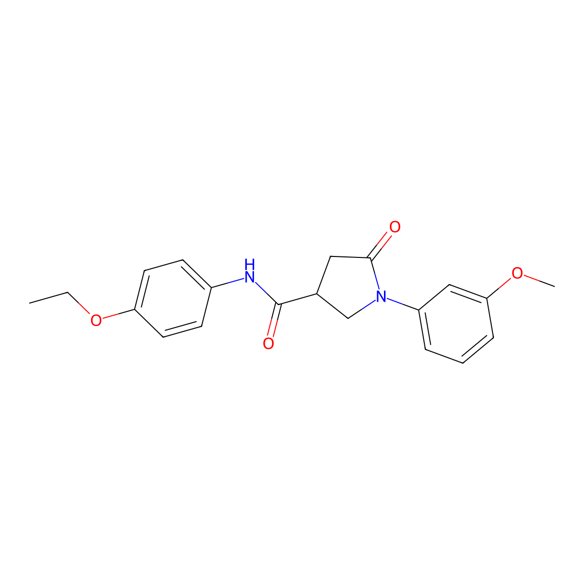N-(4-ethoxyphenyl)-1-(3-methoxyphenyl)-5-oxopyrrolidine-3-carboxamide molecular structure, CAS 713081-53-9