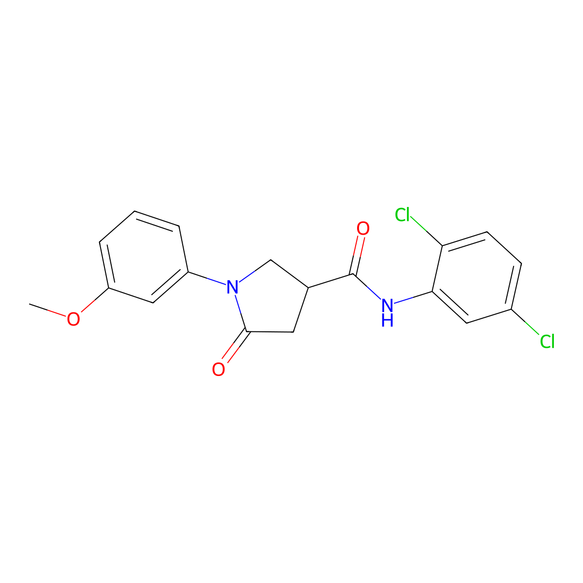 N-(2,5-dichlorophenyl)-1-(3-methoxyphenyl)-5-oxopyrrolidine-3-carboxamide molecular structure, CAS 713081-54-0