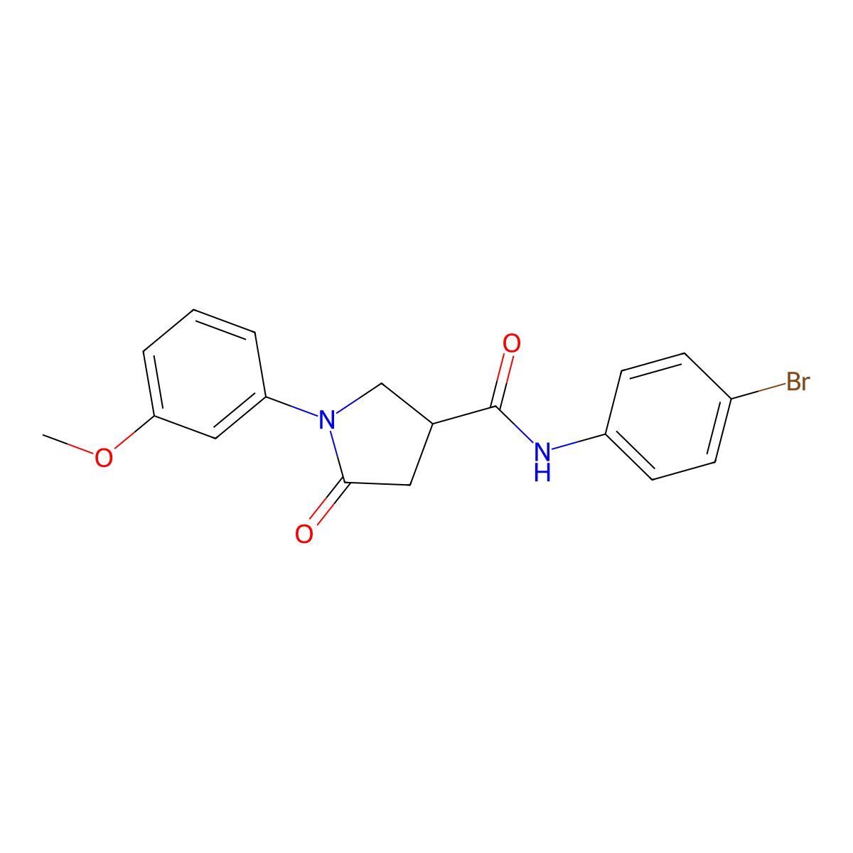 N-(4-bromophenyl)-1-(3-methoxyphenyl)-5-oxopyrrolidine-3-carboxamide molecular structure, CAS 713081-57-3