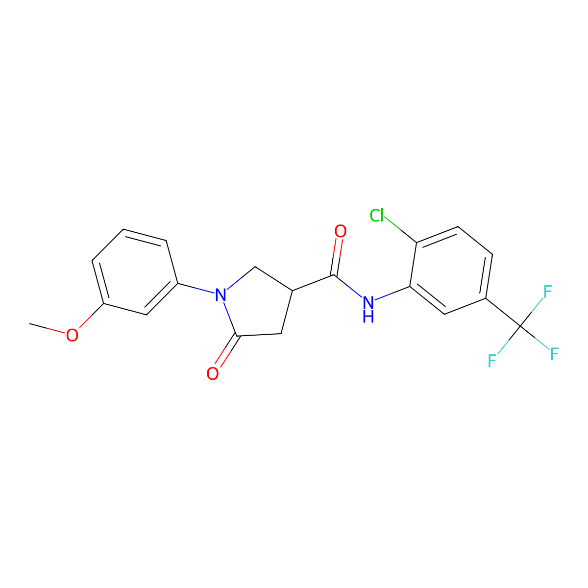 N-[2-chloro-5-(trifluoromethyl)phenyl]-1-(3-methoxyphenyl)-5-oxopyrrolidine-3-carboxamide molecular structure, CAS 713081-58-4
