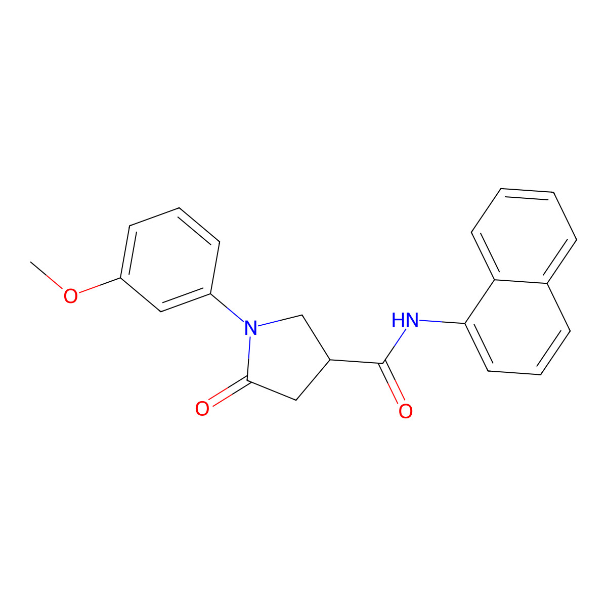 1-(3-methoxyphenyl)-N-naphthalen-1-yl-5-oxopyrrolidine-3-carboxamide molecular structure, CAS 713081-59-5