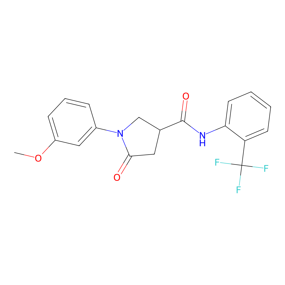 1-(3-methoxyphenyl)-5-oxo-N-[2-(trifluoromethyl)phenyl]pyrrolidine-3-carboxamide molecular structure, CAS 713081-62-0