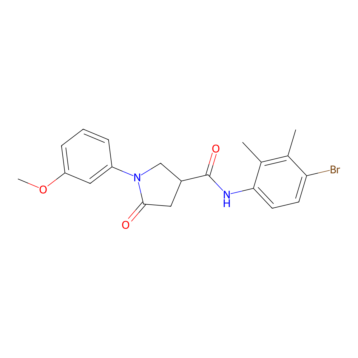 N-(4-bromo-2,3-dimethylphenyl)-1-(3-methoxyphenyl)-5-oxopyrrolidine-3-carboxamide molecular structure, CAS 713081-66-4