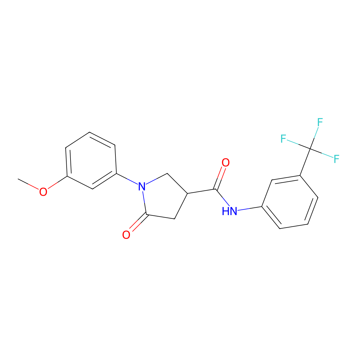1-(3-methoxyphenyl)-5-oxo-N-[3-(trifluoromethyl)phenyl]pyrrolidine-3-carboxamide molecular structure, CAS 713081-68-6