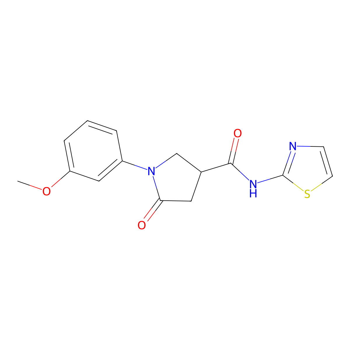 1-(3-methoxyphenyl)-5-oxo-N-(1,3-thiazol-2-yl)pyrrolidine-3-carboxamide molecular structure, CAS 713081-69-7