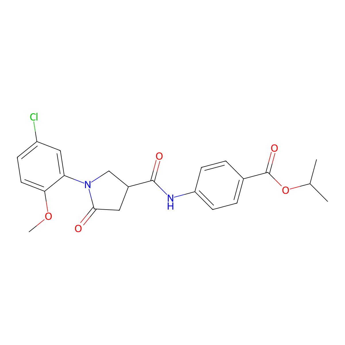 Isopropyl 4-({[1-(5-chloro-2-methoxyphenyl)-5-oxo-3-pyrrolidinyl]carbonyl}amino)benzoate molecular structure, CAS 713081-70-0