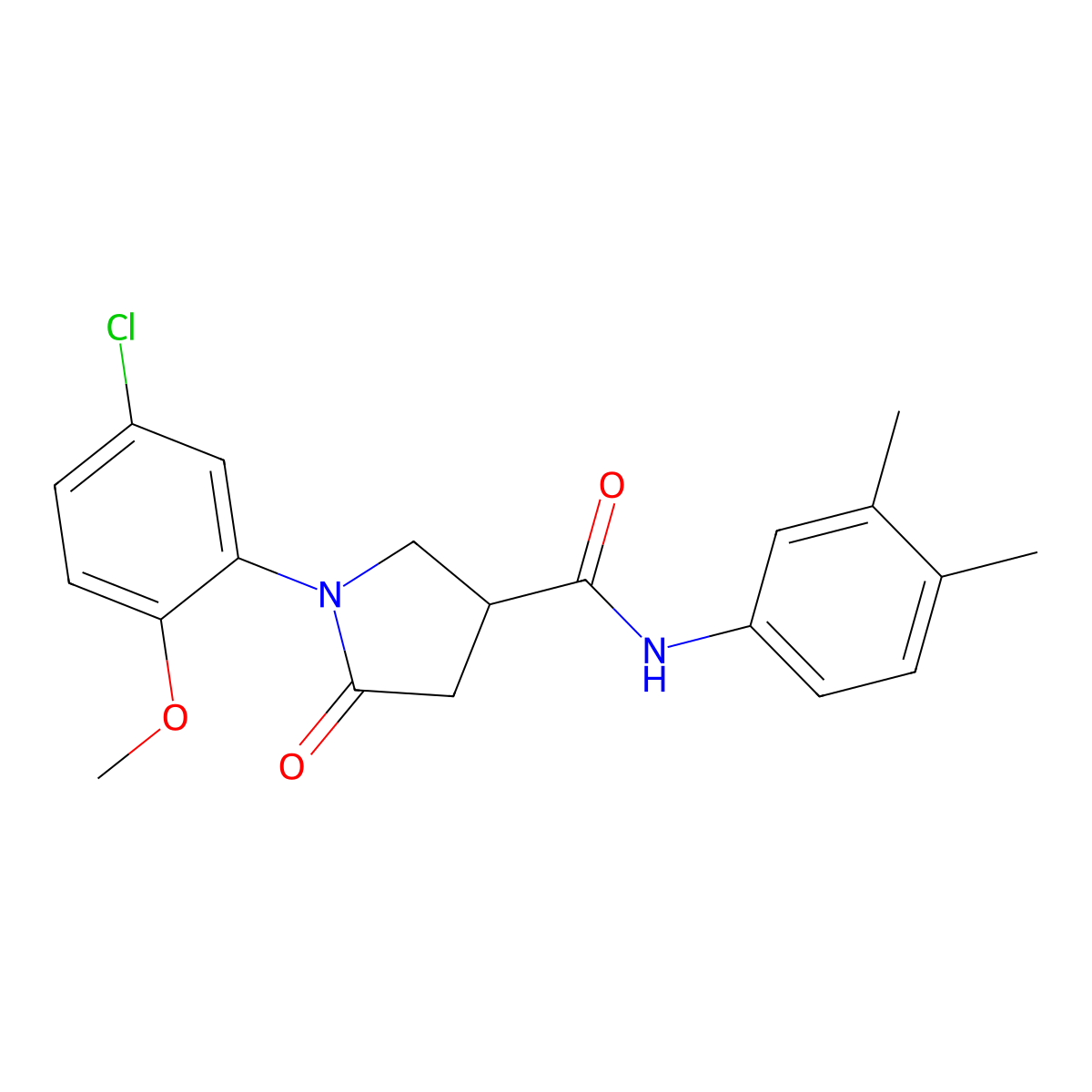 1-(5-chloro-2-methoxyphenyl)-N-(3,4-dimethylphenyl)-5-oxopyrrolidine-3-carboxamide molecular structure, CAS 713081-75-5