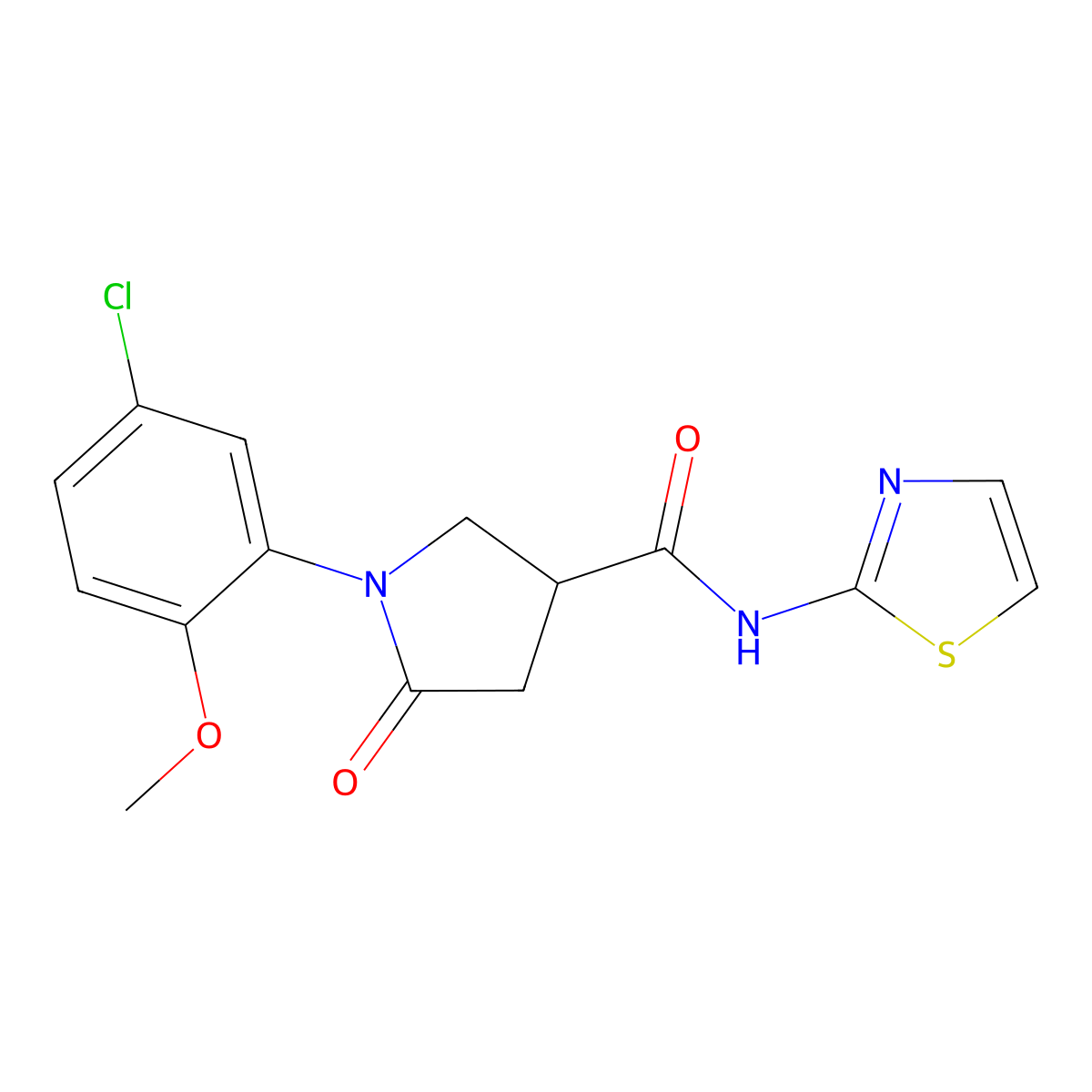 1-(5-chloro-2-methoxyphenyl)-5-oxo-N-(1,3-thiazol-2-yl)pyrrolidine-3-carboxamide molecular structure, CAS 713081-80-2
