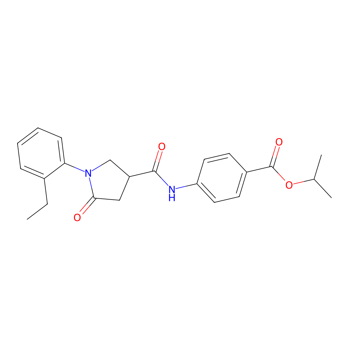 Isopropyl 4-({[1-(2-ethylphenyl)-5-oxo-3-pyrrolidinyl]carbonyl}amino)benzoate molecular structure, CAS 713081-81-3