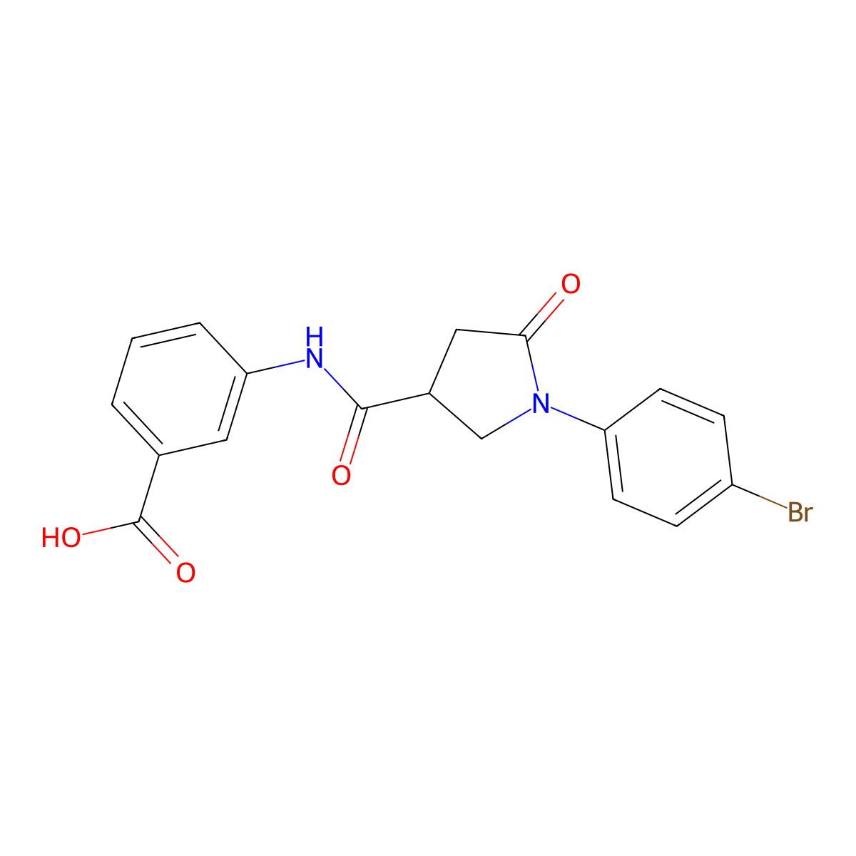3-[[1-(4-Bromophenyl)-5-oxopyrrolidine-3-carbonyl]amino]benzoic acid molecular structure, CAS 713081-84-6
