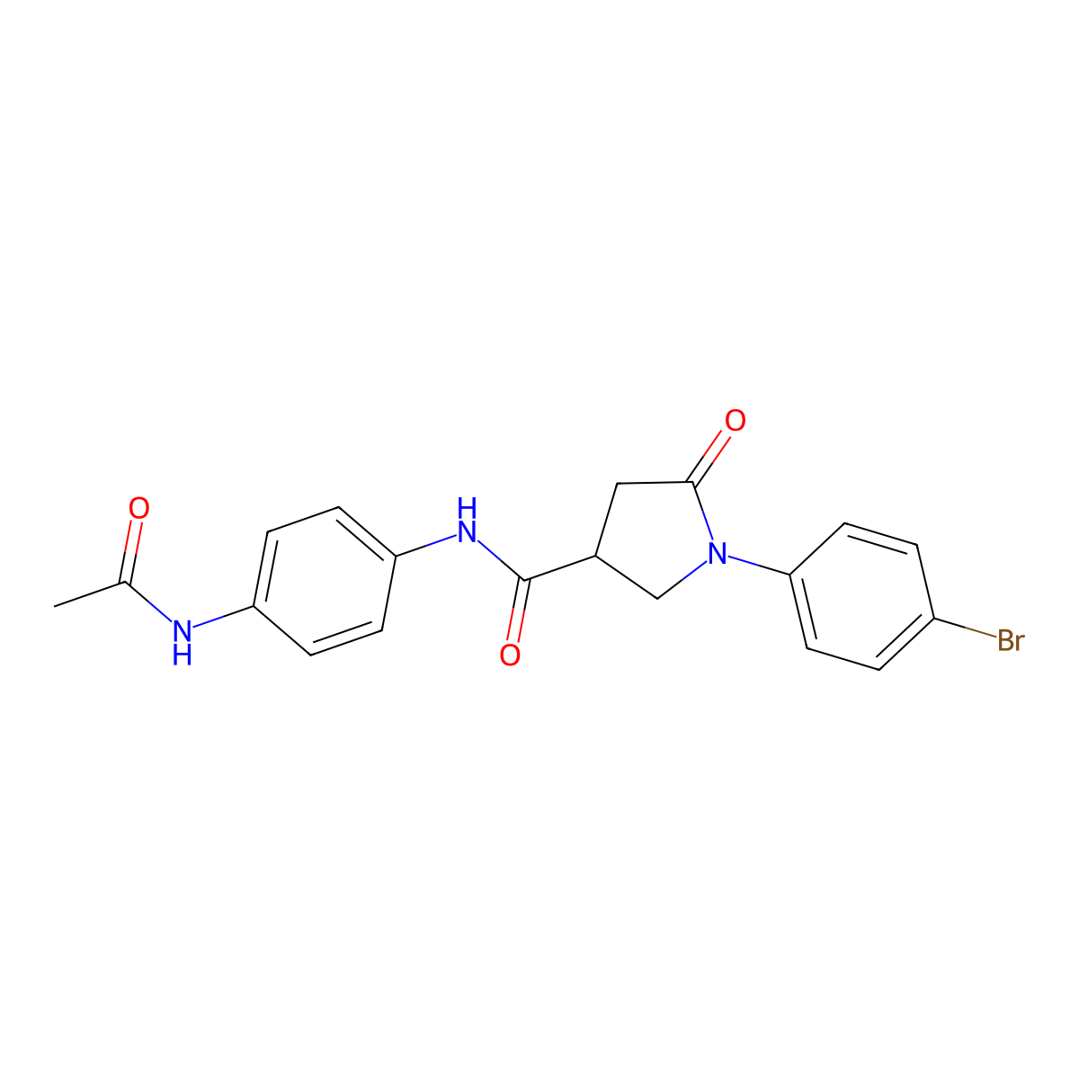 N-(4-acetamidophenyl)-1-(4-bromophenyl)-5-oxopyrrolidine-3-carboxamide molecular structure, CAS 713081-85-7