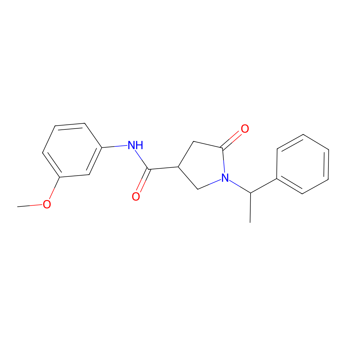 N-(3-methoxyphenyl)-5-oxo-1-(1-phenylethyl)pyrrolidine-3-carboxamide molecular structure, CAS 713081-88-0