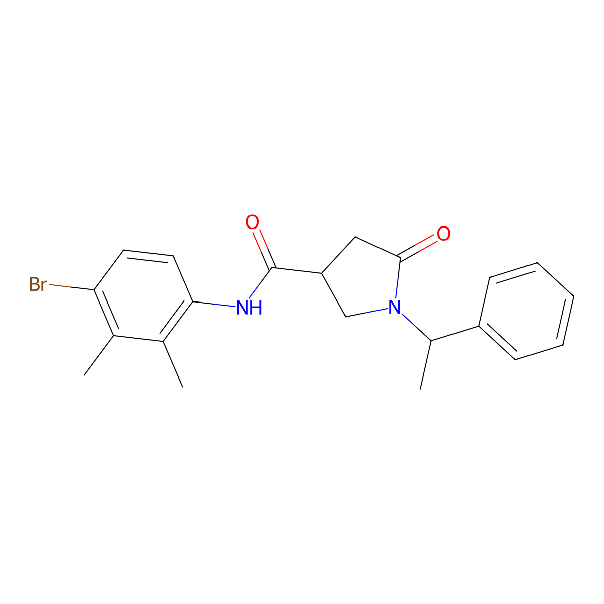 N-(4-bromo-2,3-dimethylphenyl)-5-oxo-1-(1-phenylethyl)pyrrolidine-3-carboxamide molecular structure, CAS 713081-89-1