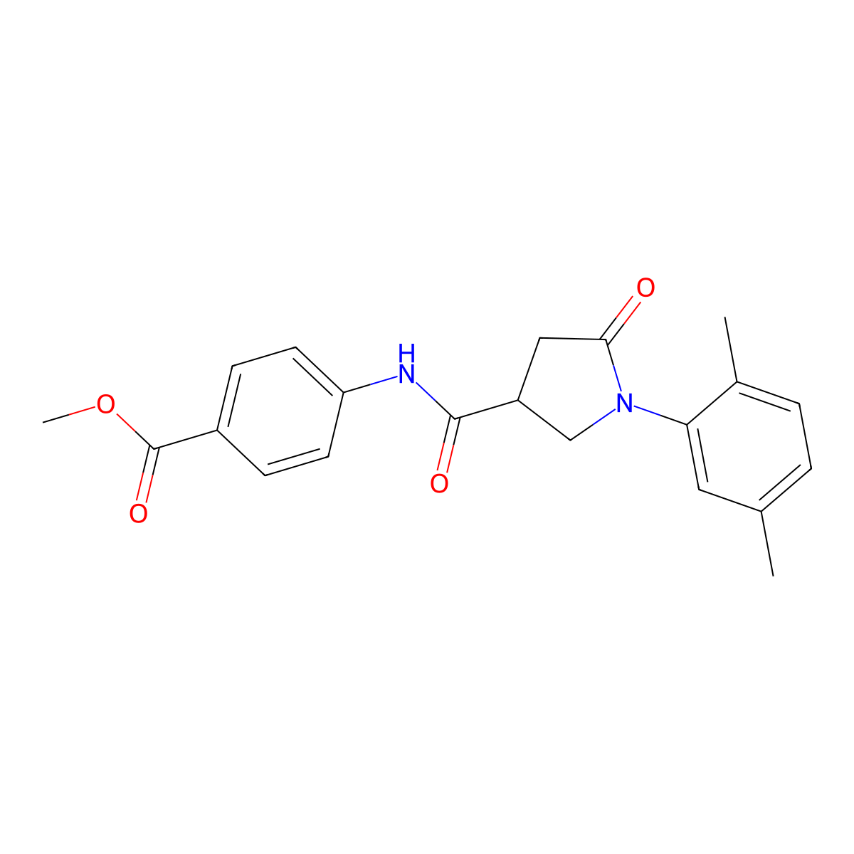 Methyl 4-({[1-(2,5-dimethylphenyl)-5-oxo-3-pyrrolidinyl]carbonyl}amino)benzoate molecular structure, CAS 713081-94-8