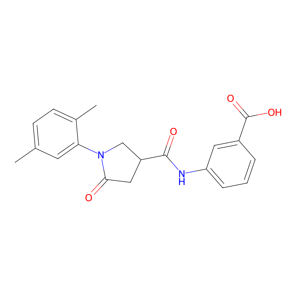 3-[[1-(2,5-Dimethylphenyl)-5-oxopyrrolidine-3-carbonyl]amino]benzoic acid molecular structure, CAS 713081-96-0
