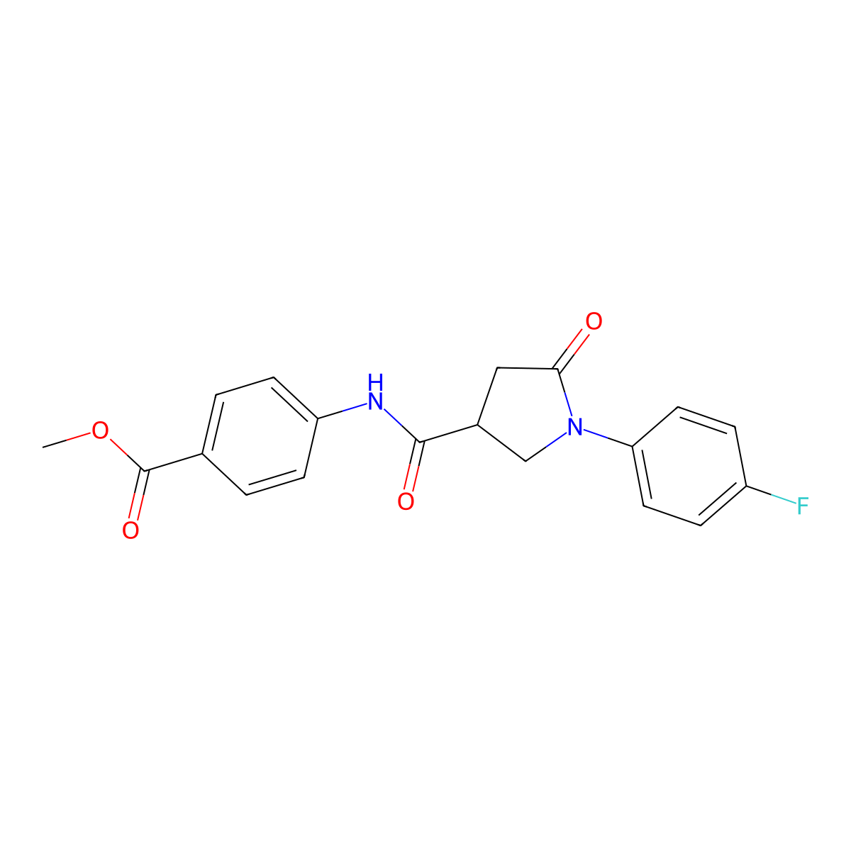 Methyl 4-[[1-(4-fluorophenyl)-5-oxopyrrolidine-3-carbonyl]amino]benzoate molecular structure, CAS 713081-99-3