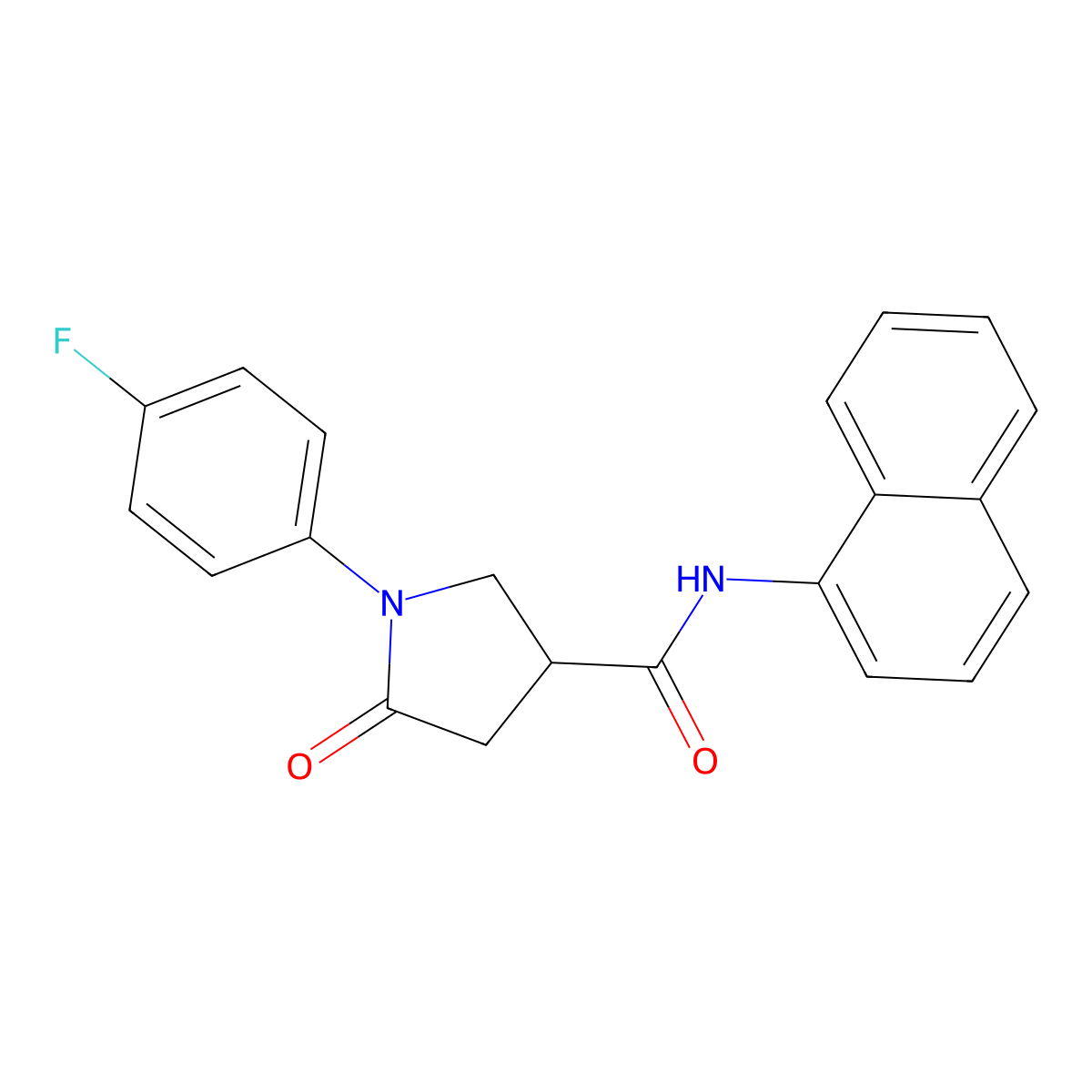 1-(4-fluorophenyl)-N-naphthalen-1-yl-5-oxopyrrolidine-3-carboxamide molecular structure, CAS 713082-00-9
