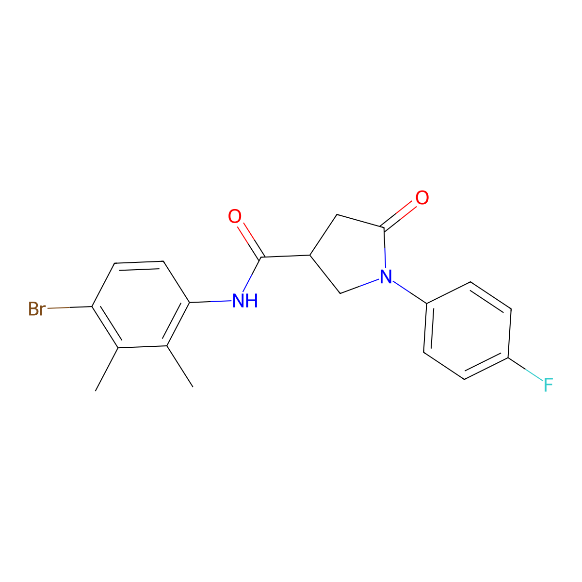 N-(4-bromo-2,3-dimethylphenyl)-1-(4-fluorophenyl)-5-oxo-3-pyrrolidinecarboxamide molecular structure, CAS 713082-03-2