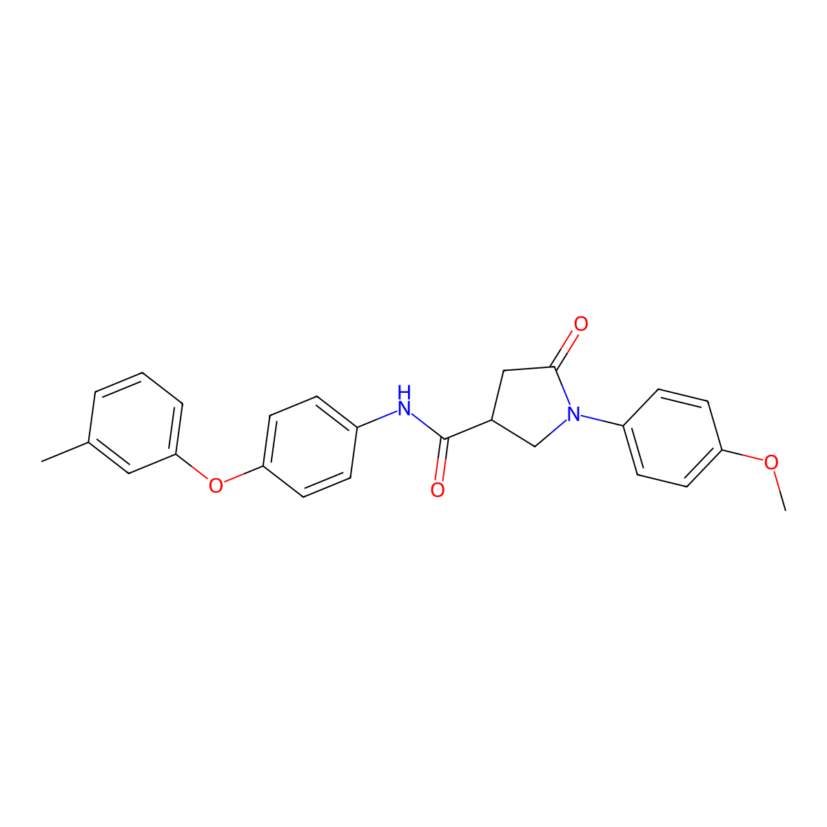 1-(4-methoxyphenyl)-N-[4-(3-methylphenoxy)phenyl]-5-oxopyrrolidine-3-carboxamide molecular structure, CAS 713082-04-3