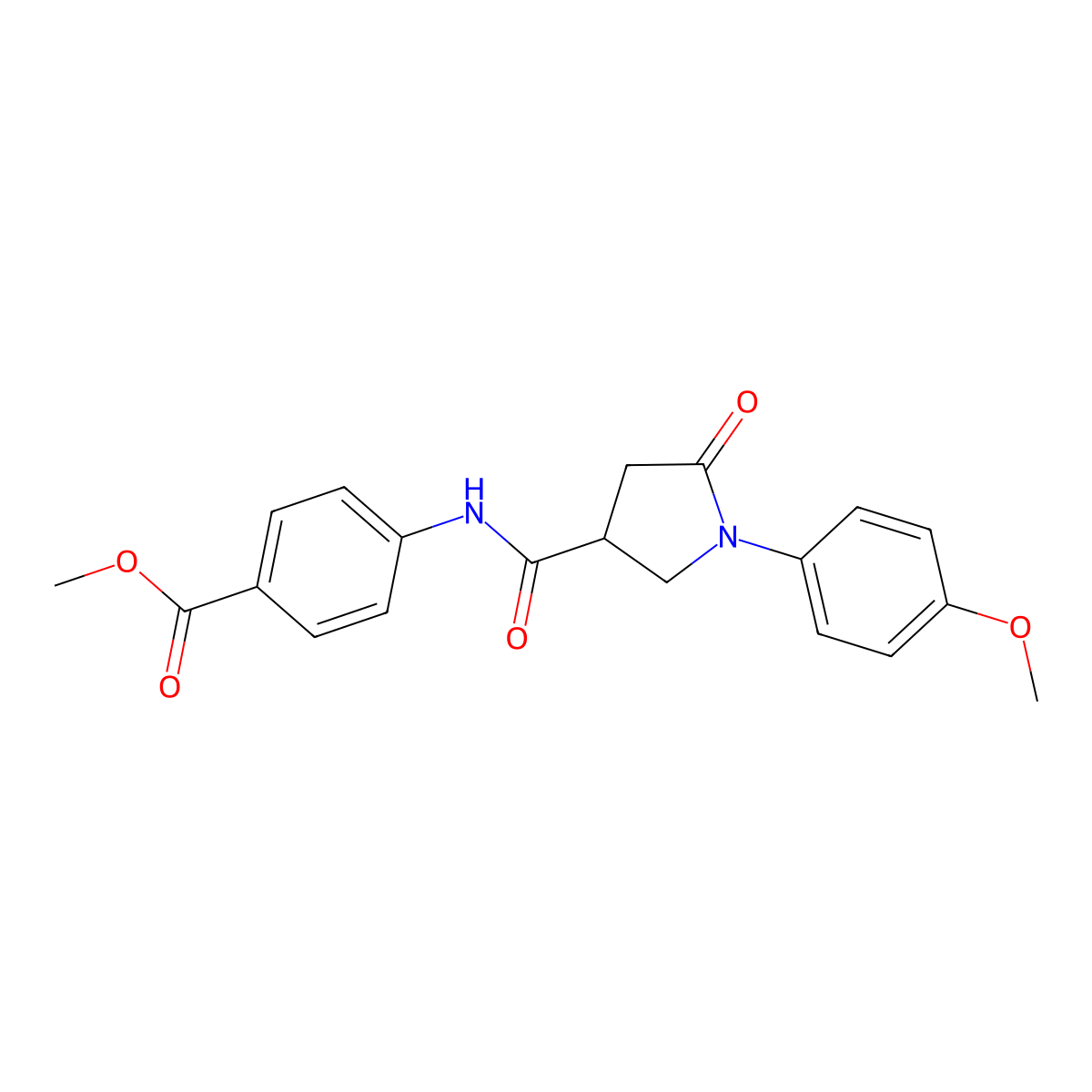Methyl 4-[[1-(4-methoxyphenyl)-5-oxopyrrolidine-3-carbonyl]amino]benzoate molecular structure, CAS 713082-05-4