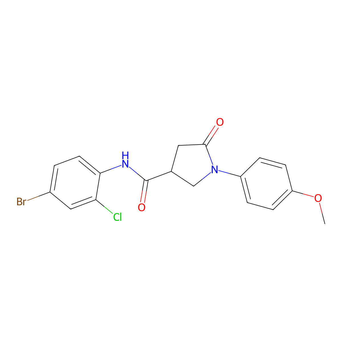 N-(4-bromo-2-chlorophenyl)-1-(4-methoxyphenyl)-5-oxopyrrolidine-3-carboxamide molecular structure, CAS 713082-09-8