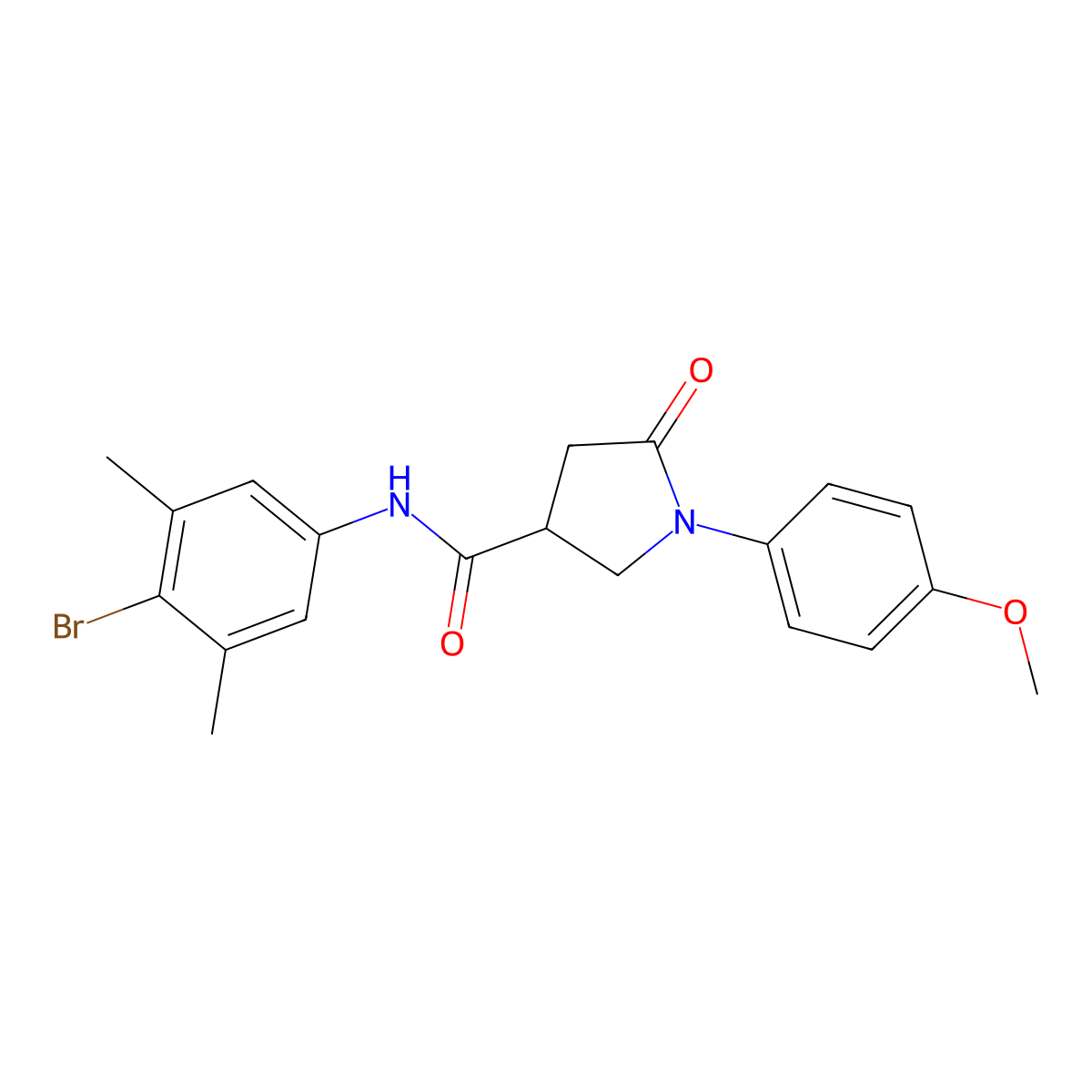 N-(4-bromo-3,5-dimethylphenyl)-1-(4-methoxyphenyl)-5-oxopyrrolidine-3-carboxamide molecular structure, CAS 713082-10-1