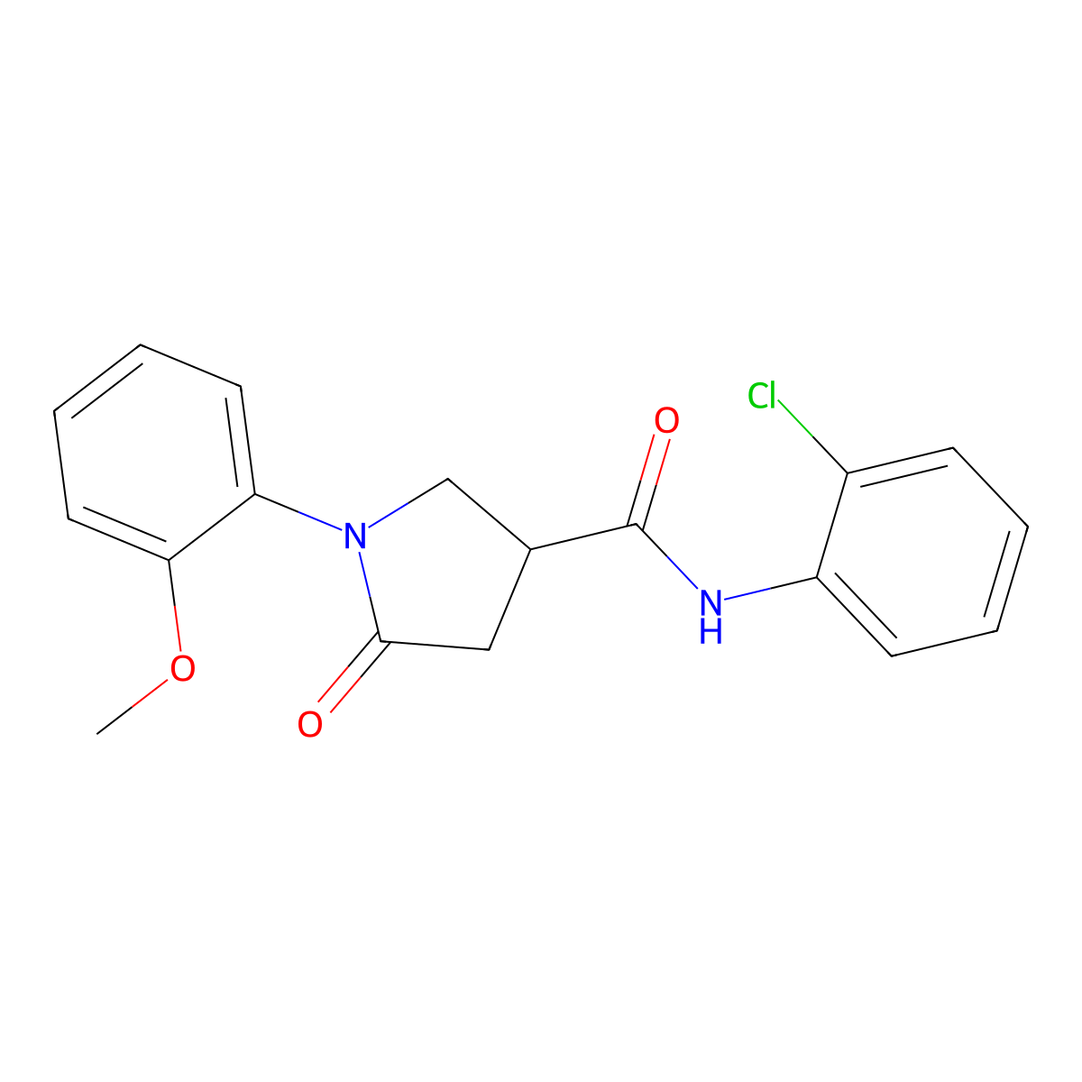 N-(2-chlorophenyl)-1-(2-methoxyphenyl)-5-oxopyrrolidine-3-carboxamide molecular structure, CAS 713082-14-5