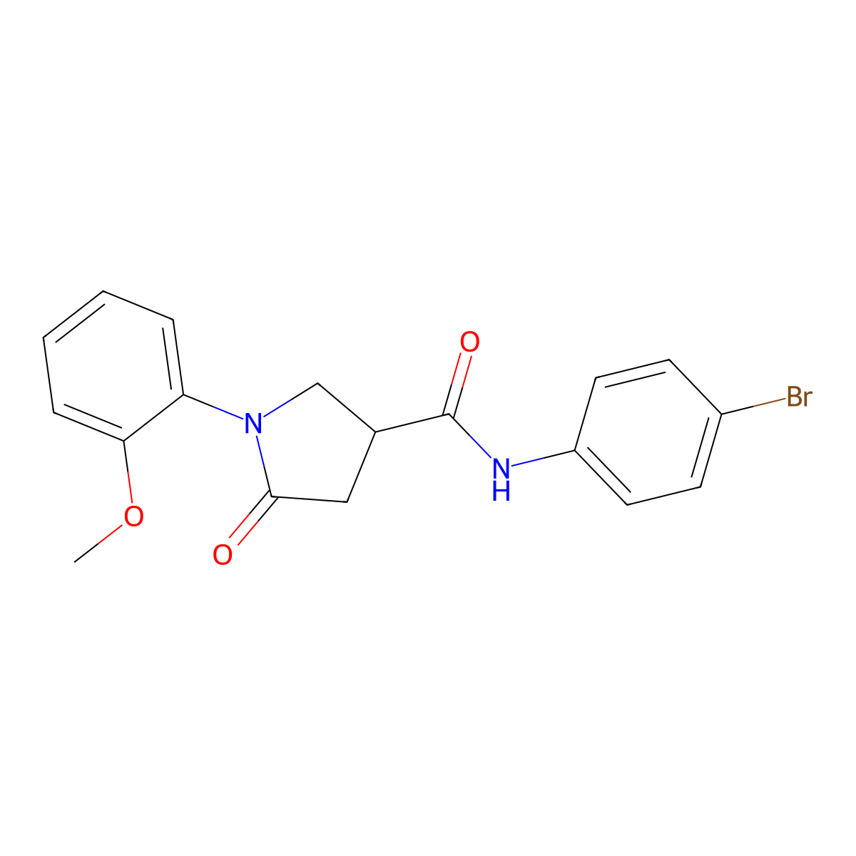 N-(4-bromophenyl)-1-(2-methoxyphenyl)-5-oxopyrrolidine-3-carboxamide molecular structure, CAS 713082-17-8