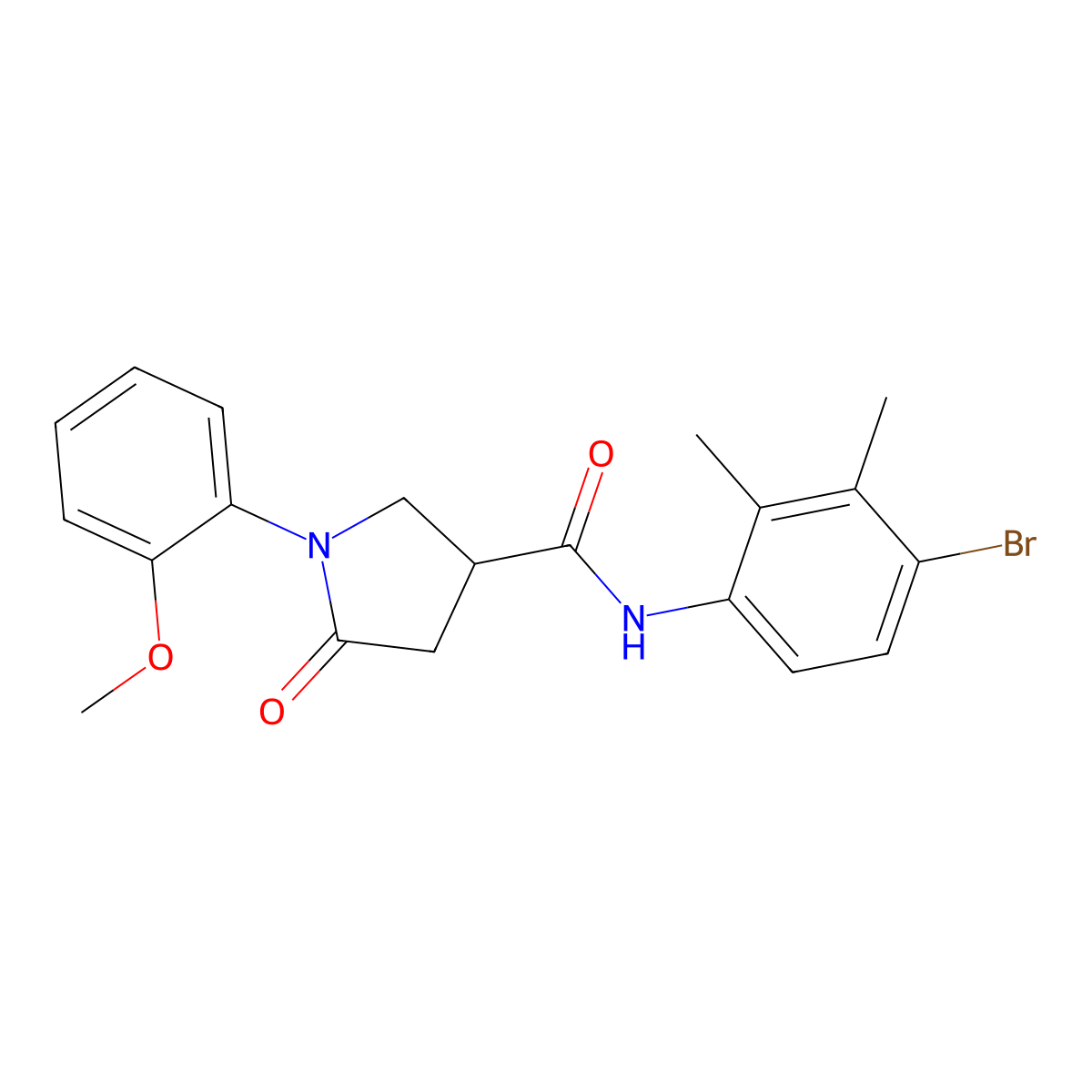 N-(4-bromo-2,3-dimethylphenyl)-1-(2-methoxyphenyl)-5-oxopyrrolidine-3-carboxamide molecular structure, CAS 713082-20-3