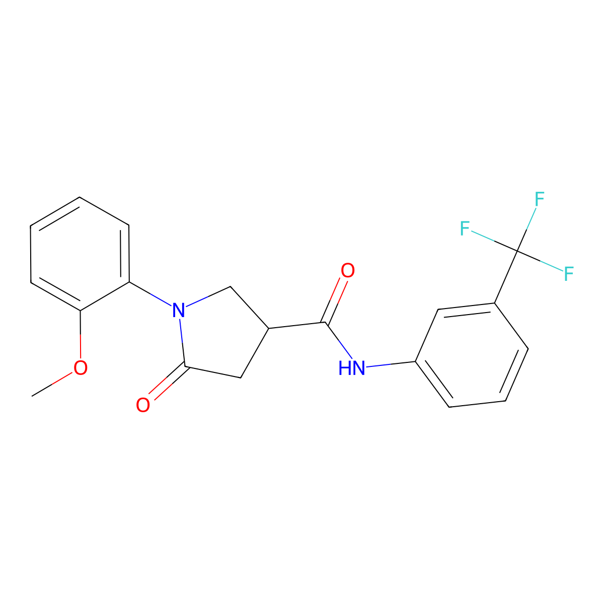1-(2-methoxyphenyl)-5-oxo-N-[3-(trifluoromethyl)phenyl]pyrrolidine-3-carboxamide molecular structure, CAS 713082-21-4