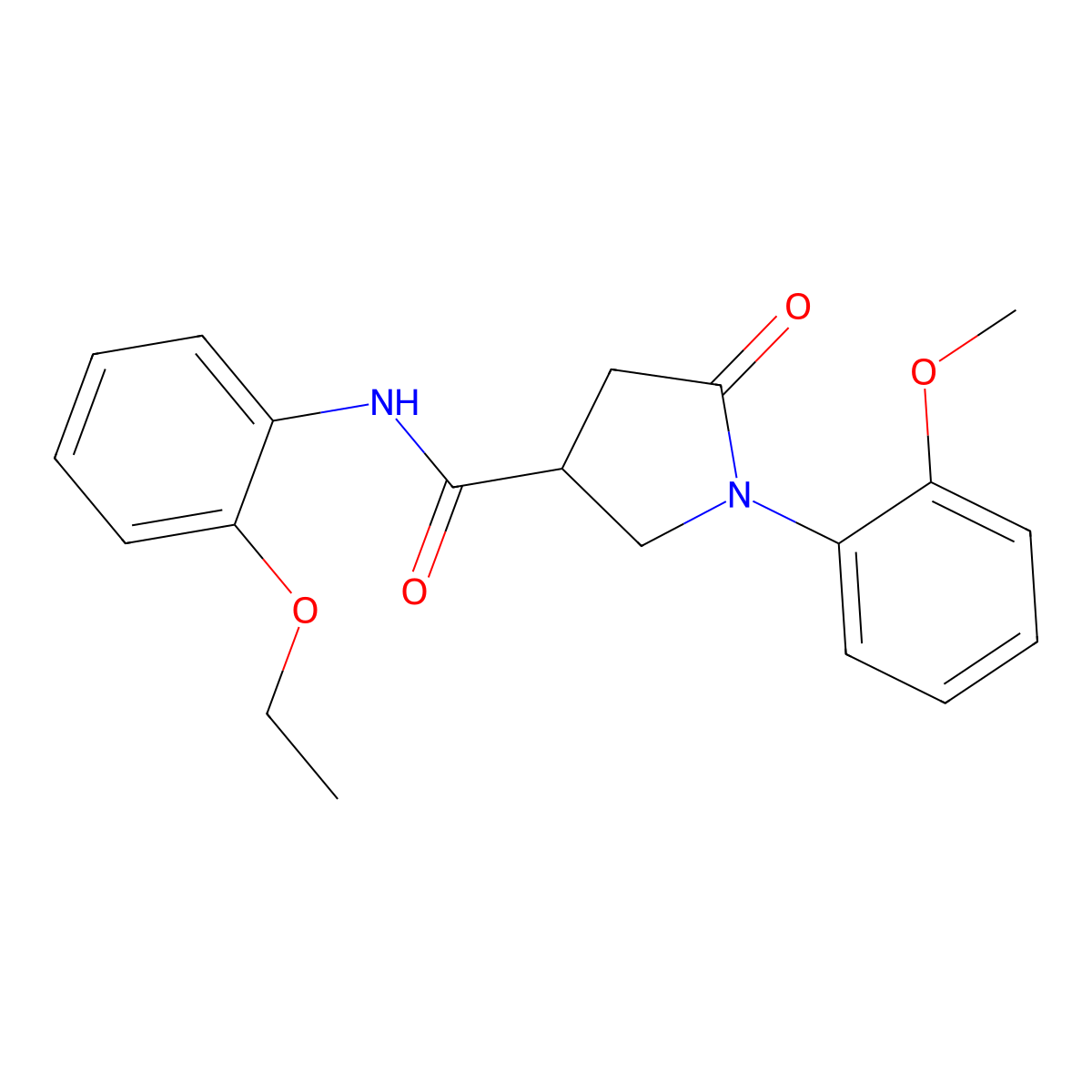 N-(2-ethoxyphenyl)-1-(2-methoxyphenyl)-5-oxopyrrolidine-3-carboxamide molecular structure, CAS 713082-22-5