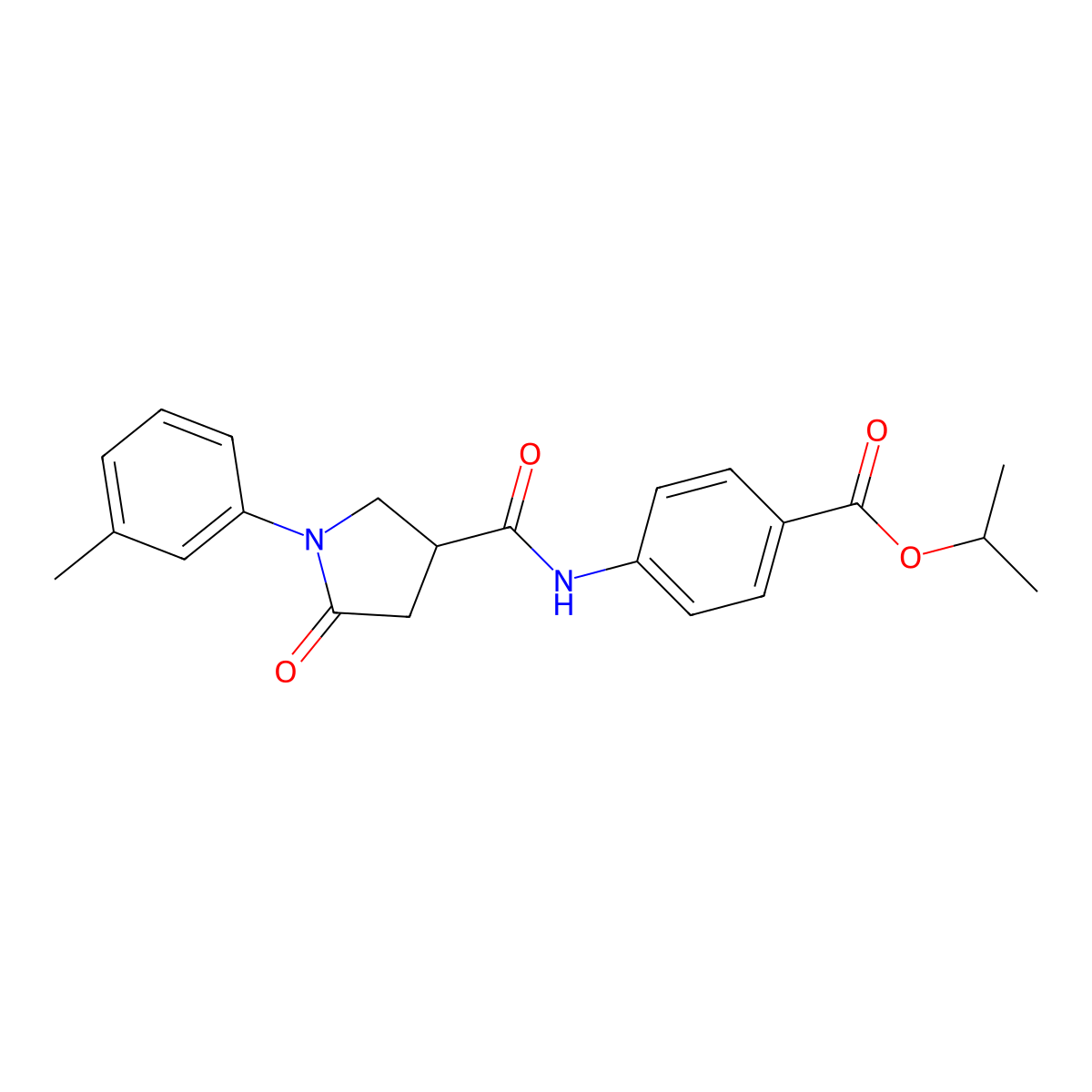 Isopropyl 4-({[1-(3-methylphenyl)-5-oxo-3-pyrrolidinyl]carbonyl}amino)benzoate molecular structure, CAS 713082-23-6