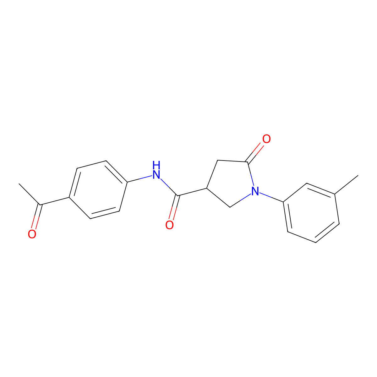 N-(4-acetylphenyl)-1-(3-methylphenyl)-5-oxopyrrolidine-3-carboxamide molecular structure, CAS 713082-24-7