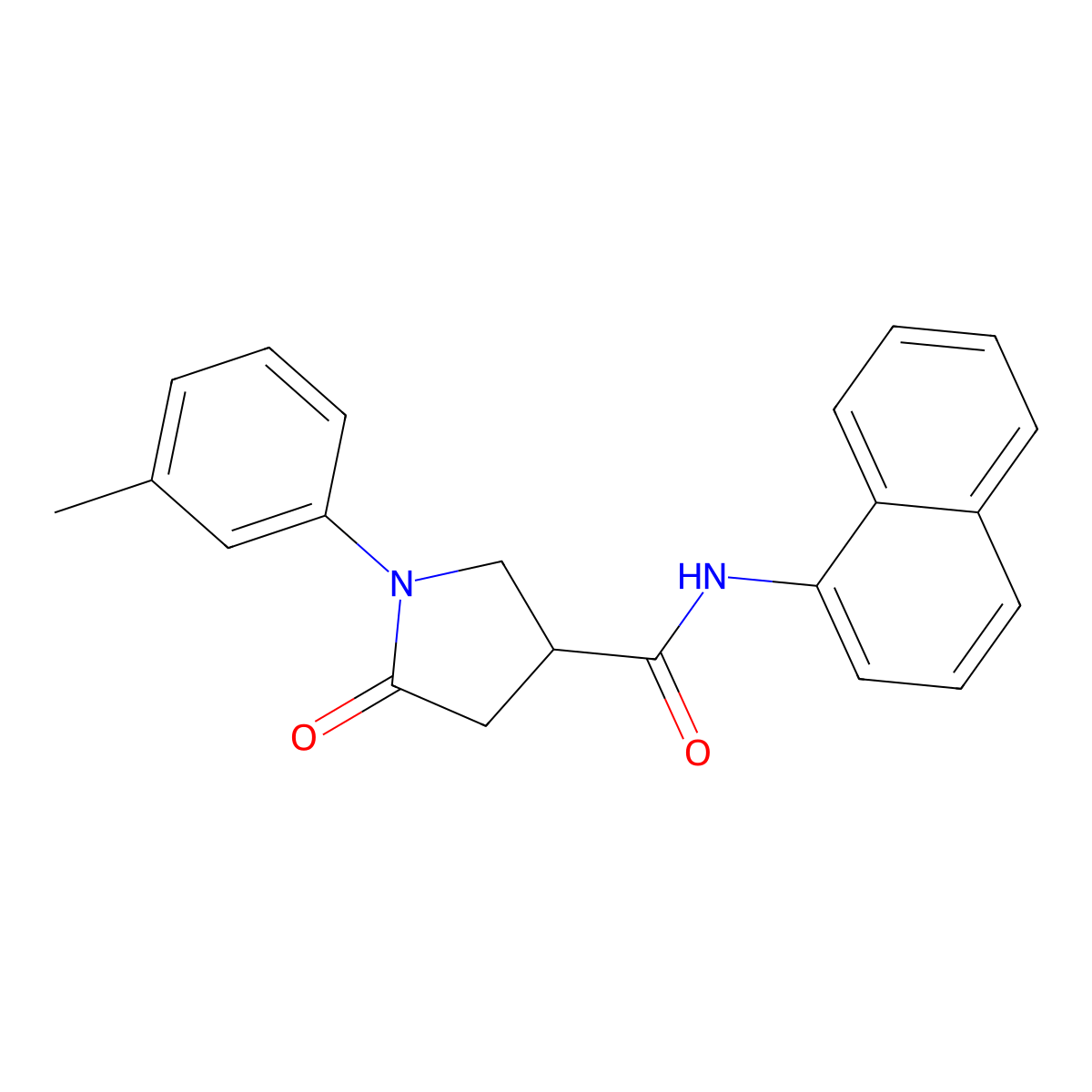 1-(3-methylphenyl)-N-naphthalen-1-yl-5-oxopyrrolidine-3-carboxamide molecular structure, CAS 713082-26-9