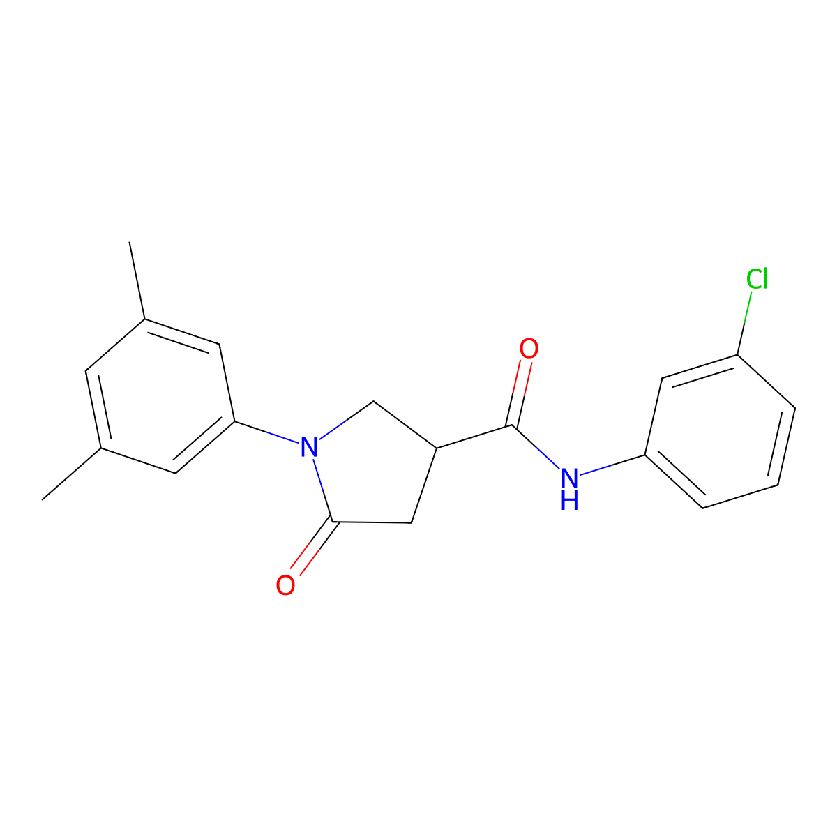N-(3-chlorophenyl)-1-(3,5-dimethylphenyl)-5-oxopyrrolidine-3-carboxamide molecular structure, CAS 713082-31-6