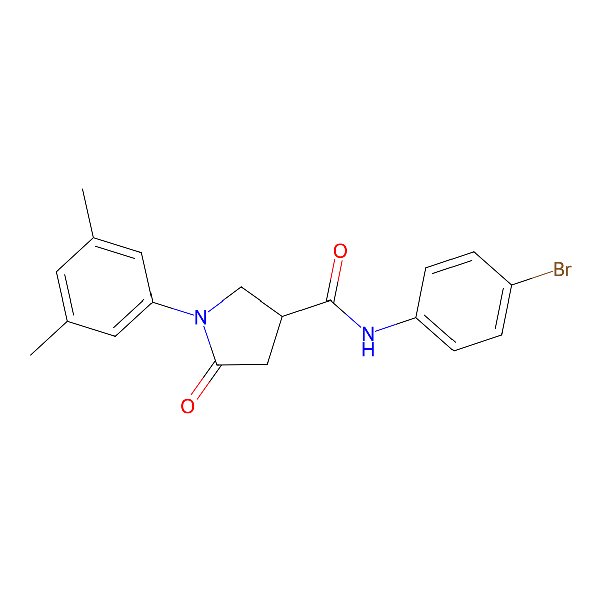 N-(4-bromophenyl)-1-(3,5-dimethylphenyl)-5-oxopyrrolidine-3-carboxamide molecular structure, CAS 713082-32-7